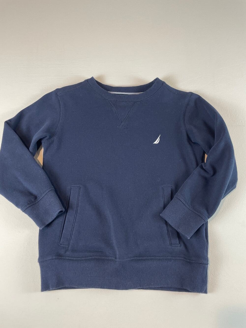 Nautica Size S (8) Crewneck Pullover Navy Sweatshirt With Sailboat Logo